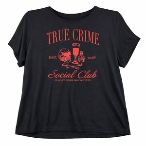 Womens XL True Crime Social Club Graphic Tee Black Red Halloween Goth Shirt